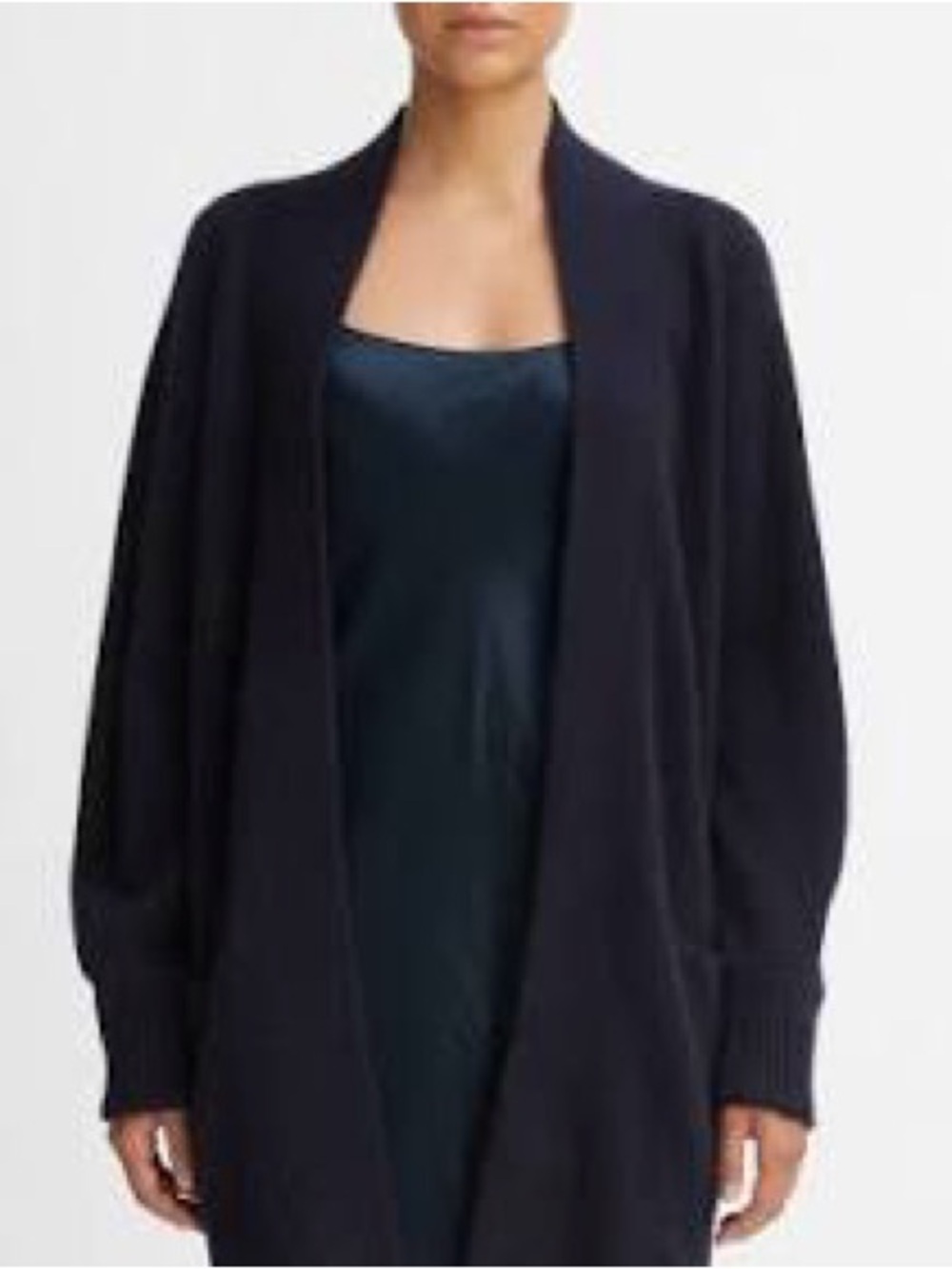 Verve Ami Navy Open-Front Cardigan Sz Small Viscose-Polyester Blend